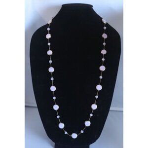 Charming Charlie Lavender Beaded Necklace W/ Gold Accents & Lobster Clasp 19"